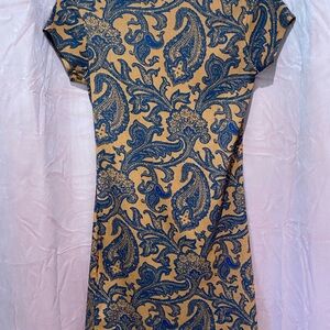 Urban Outfitters Blue and Gold Paisley Mini Dress